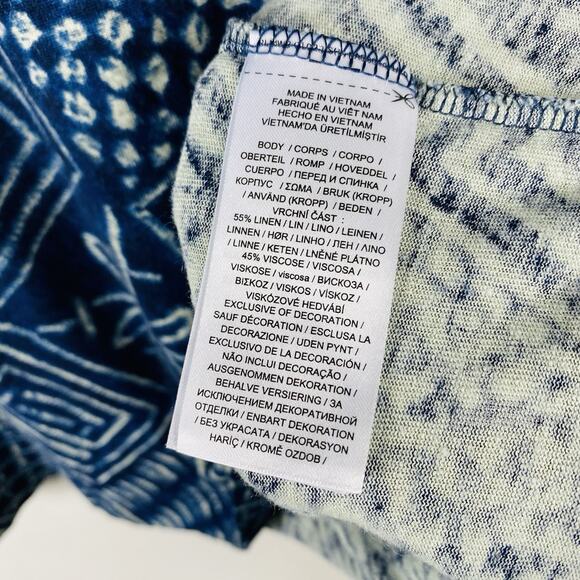 Lauren Ralph Lauren Size XL Printed Linen Blend Flutter Sleeve Top Blue - Picture 5 of 6